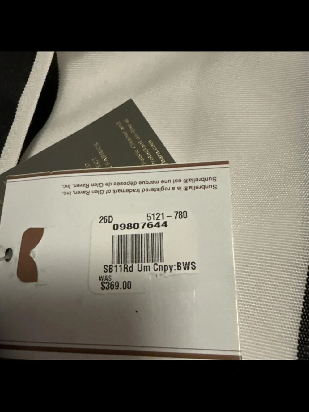 Pottery Barn Umbrella Replacement Canopy 9ft Sunbrella-Black/White Stripe NIB